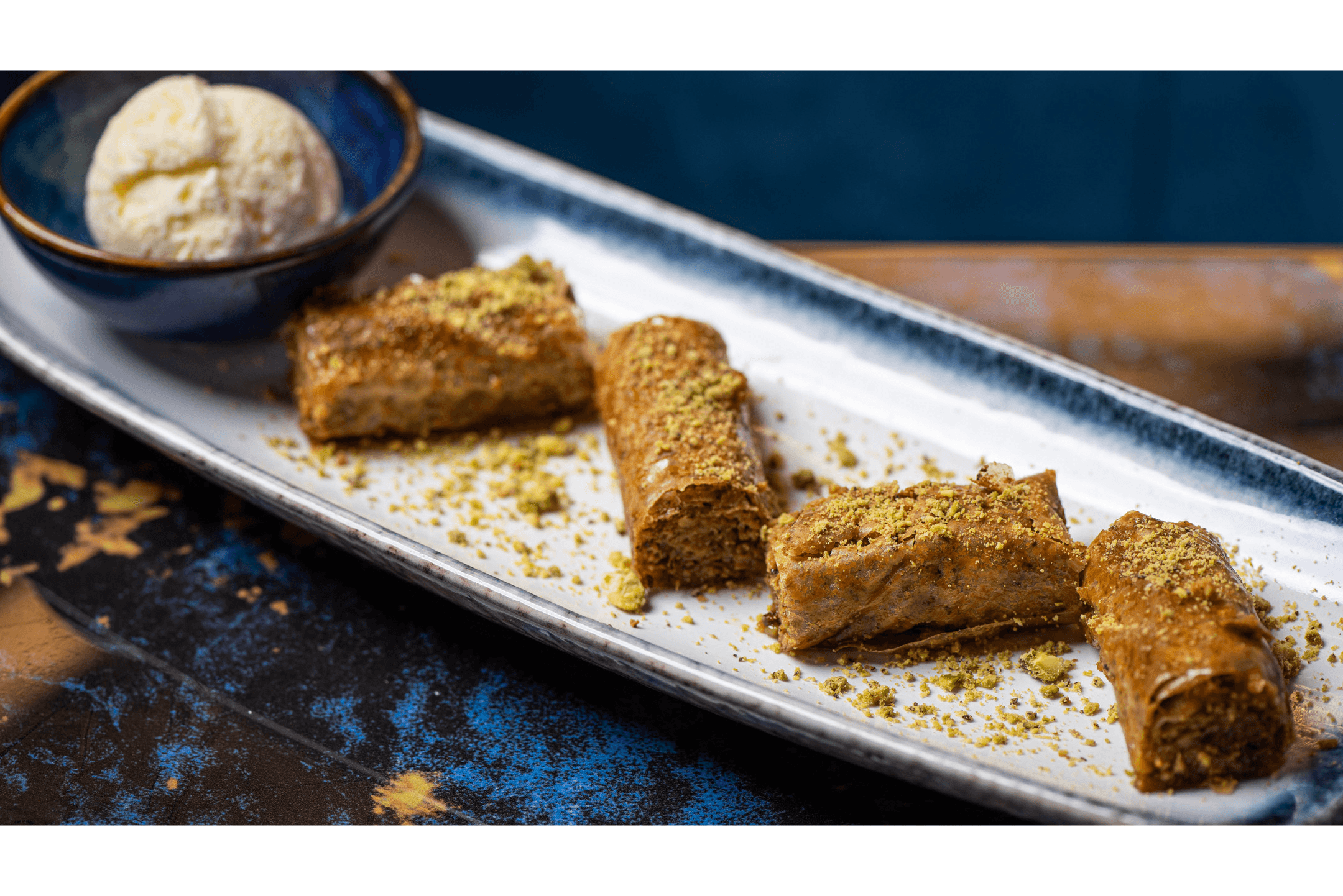 Layers of baklava with pistachios